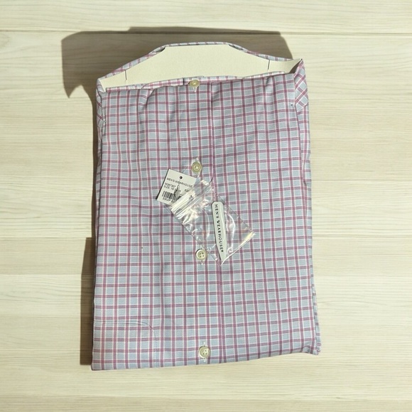 Pronto Uomo Modern Fit Dress Shirt 16 34/35 | Non-Iron |Pink, blue & white plaid - Picture 4 of 6